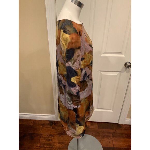 Maeve Purple & Brown Watercolor Splatter Print Short Sleeve Mini Dress, Size S - Picture 2 of 5